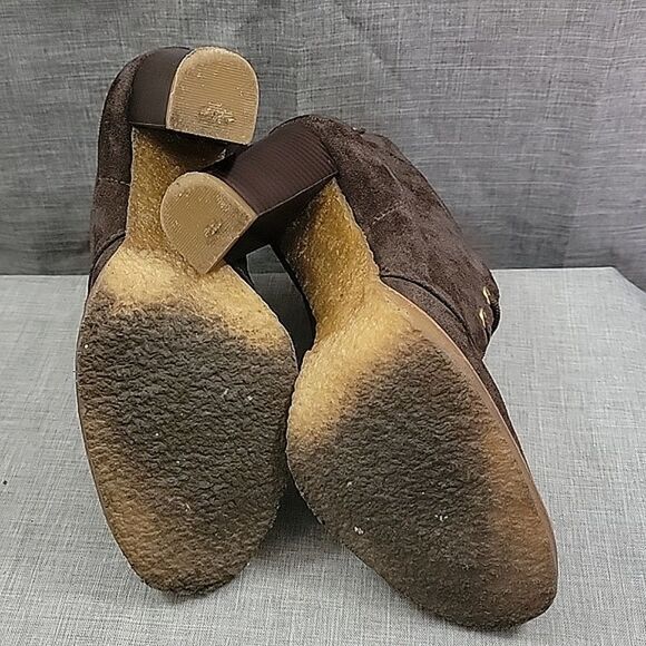 Tory Burch Hillary Brown Suede Leather heeled Lace-up Bootie, women's SZ 7.5 - Picture 9 of 11